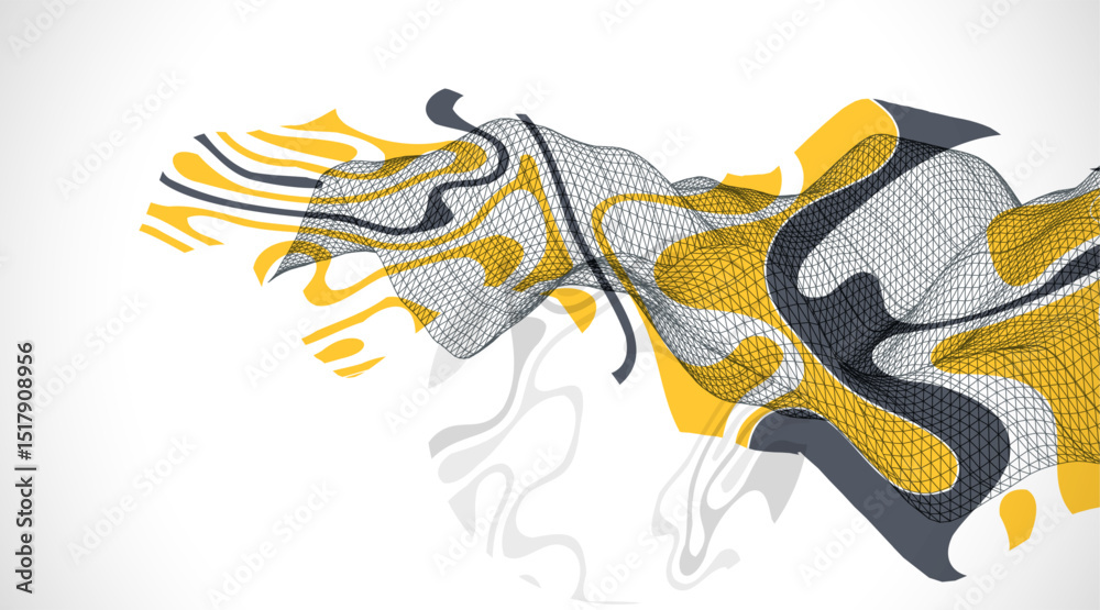 Aufkleber The abstract wave is made in a frame style. Template for science and technology presentation. Vector art.