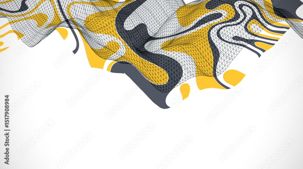 Poster The abstract wave is made in a frame style. Template for science and technology presentation. Vector art.