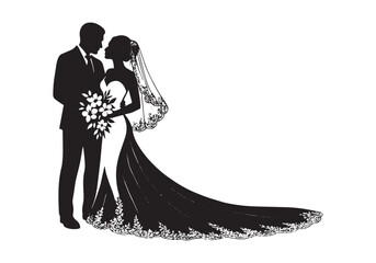 Bridal Bond Bride and Groom Iconic Emblem Groom's Promise Black Vector illustration
