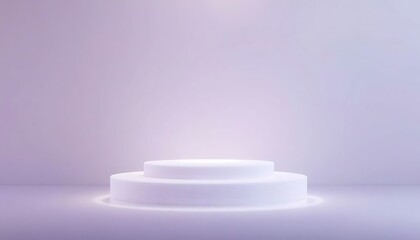 Empty light purple circular display podium with empty space on a light background, ideal for product presentations or minimalist concepts