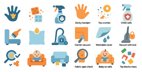 Child safety and cleaning concepts for home organization and maintenance