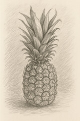 Pineapple Sketch &ndash; AI Enhanced Pencil Drawing Style
