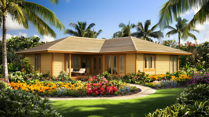 Tropical Style House With Garden In Hawaii