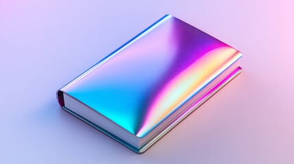 Reflective holo-book radiates enigmatic futuristic whispers, perfect for World Book Day or Cyber Rainbow Festivities enthusiasts