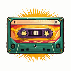 Naklejka premium Minimalist Retro Cassette Tape Illustration