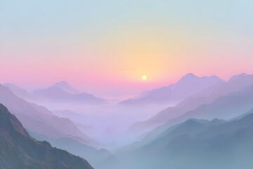 Naklejka premium sunrise in the mountains