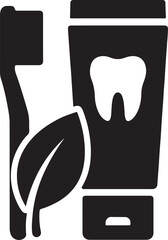 Silhouette vector of eco-friendly dental products icon, ideal for sustainable oral care and green health design.