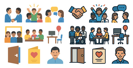 Business and family communication icons for web and print design
