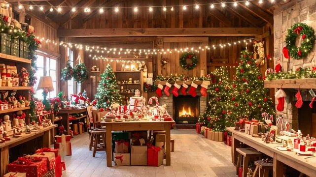 Magical Santa's Workshop in 4K Cozy Christmas Interior Time-Lapse Animation