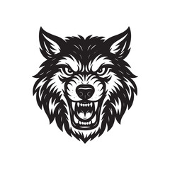 Black and white wolf head vector illustration