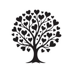Romantic A tree with red hearts and a tree with a quote from love vector clipart