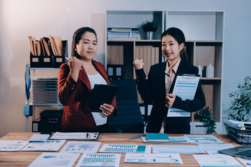 Business meeting time. Business man and business woman working on startup project.