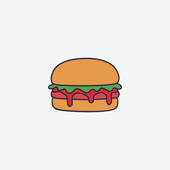 Colorful cartoon hamburger illustration perfect for kids’ designs, menus, t-shirts, and playful branding. High-quality, fun, and eye-catching clipart.