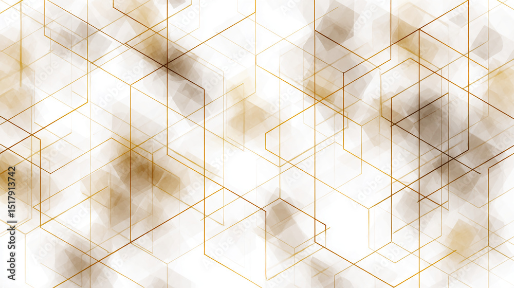 Poster Abstract background with gold lines forming geometric shapes on a white backdrop, creating a modern and elegant design, suitable for various applications