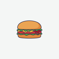 Colorful cartoon hamburger illustration perfect for kids’ designs, menus, t-shirts, and playful branding. High-quality, fun, and eye-catching clipart.