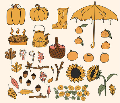 autumn vibes graphic elements collection