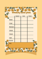 meal planner with autumn orange flowers