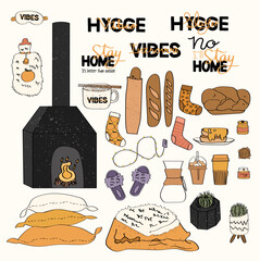 hygge vibes graphic elements collection