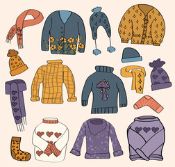 Warm Winter Clothing Graphic Elements Collection