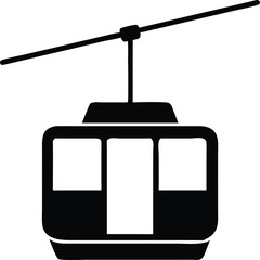 Obraz premium Black and White Depicting a Cable Car or Gondola Lift in Silhouette Form