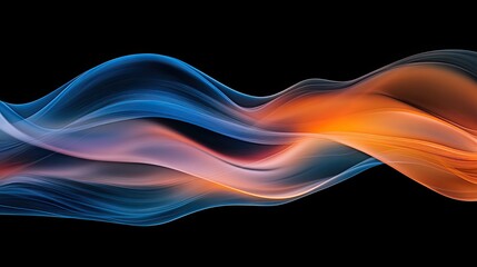 Abstract Colorful Wave Design on Black Background ,Abstract Waves of Vibrant Blue, Cyan, Red, and Orange Flowing Against a Dark Background