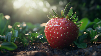 Illustrated icon of a garden strawberry, perfect for food or nature-themed designs.

