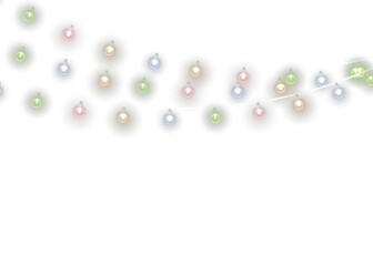 png glowing christmas garland with fairy lightbulb on transparent dark background white winter decor for holiday card celebration bright gold wire banner design vector art concept abstract

