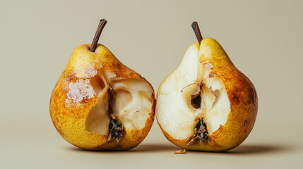 Fresh and nutritious at first, the pear eventually decayed into a rotten, wasted fruit.


