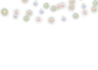 png transparent glowing garland with christmas lightbulb and winter decor celebration gold wire banner vector card abstract background symbol art concept poster bright string holiday

