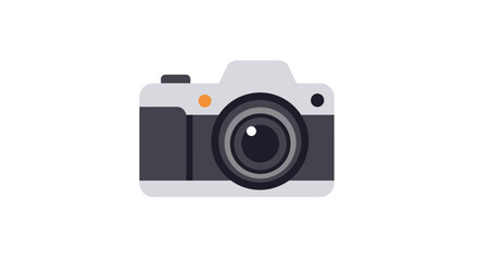 Simple Flat Design Camera Icon on White Background for Photography and Visual Media