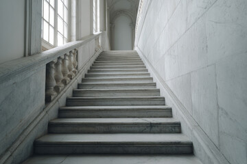 Fototapeta premium Silent marble staircase ascends to mystical realms, capturing essence of introspective retreats and the forgotten festival of Imbolc