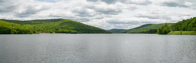Fotobehang New York Panoramic Selective focus background image of Quaker Lake NY, spring bloom foilage, outdoors backgrounds  © Stock fresh 
