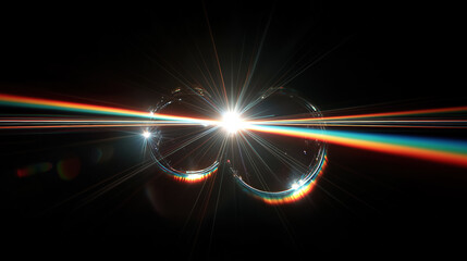 Spectacular light burst through glass orb with rainbow spectrum effect