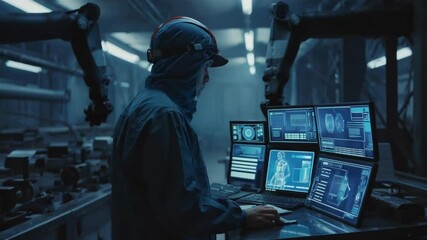 Confident modern day automotive factory worker safety helmet gear electric vehicle Faint overlay 1980s era worker working classic cars. Clean, cinematic past present. lighting, warm tones, prideful - Powered by Adobe