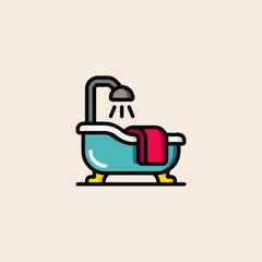 Bathtub icon flat vector design.