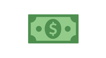 Illustration of a Green Dollar Bill on a White Background in Vector Format