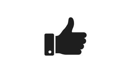 Black Hand with Thumb Up Gesture on White Background for Social Media and Web