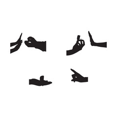 Young woman rejecting a marriage proposal silhouette. A young handsome man is making a proposal of marriage, but the young woman is refusing him silhouette set White Background