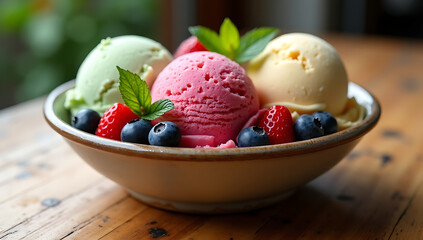 ice cream with fruits