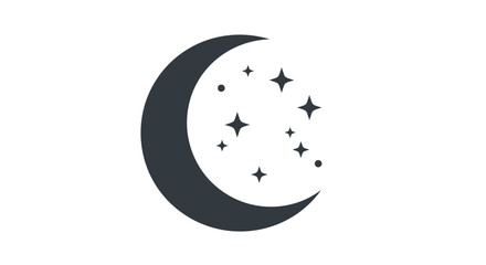 Crescent Moon and Stars Illustration on White Background for Mystical or Celestial Designs © Pvect02