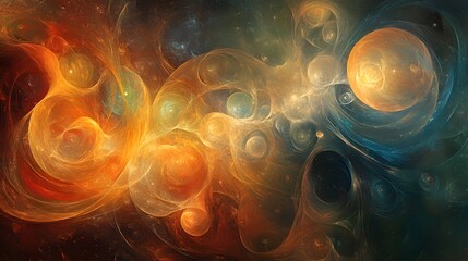 Abstract swirling forms of vibrant colors.