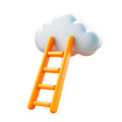 3D Rendered Ladder Leading to a Cloud Symbolizing Opportunity and Success