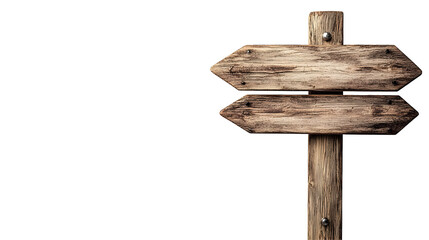 Naklejka premium Rustic wooden signpost against a stark black background, evoking a sense of direction