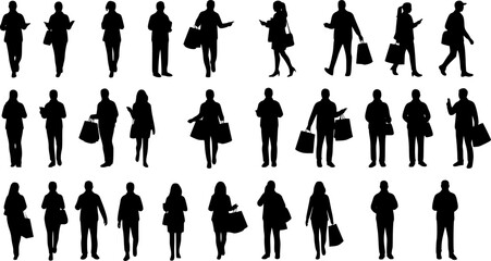 vector set of shopper silhouettes, collection for designers
