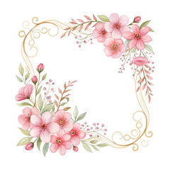 Charming handpainted watercolor floral wreath composed of vibrant flowers and soft leaves forming a perfect frame on a clean white background for elegant designs and invitations
