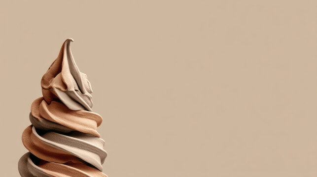 Whipped mocha-vanilla swirl against muted taupe, evoking Gelato Day delights and International Coffee Appreciation celebrations