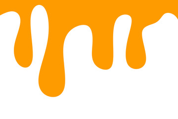 A flat-style vector illustration featuring orange liquid dripping from the top, resembling sauce, honey, cheese liquid, or another gourmet sweet fluid.