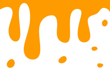 A flat-style vector illustration featuring orange liquid dripping from the top, resembling sauce, honey, cheese liquid, or another gourmet sweet fluid.