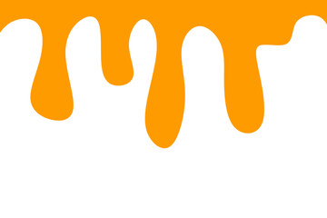 A flat-style vector illustration featuring orange liquid dripping from the top, resembling sauce, honey, cheese liquid, or another gourmet sweet fluid.