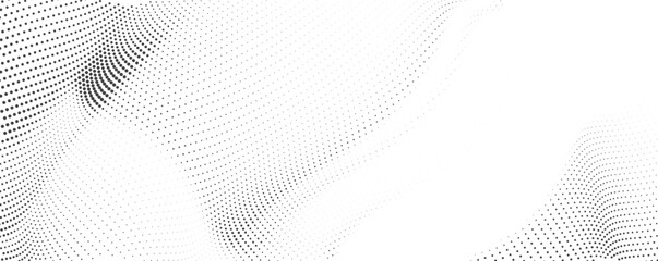 Black and White Halftone Wave Pattern, Wave halftones geometric dots, Illustration halftone effect round shape. Dynamic Vector Halftone Design for Stylish Product Graphics